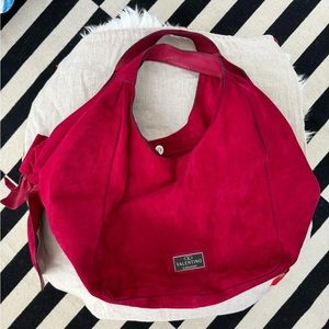 Authentic Valentino Garavani Suede Nuage Bag. Cherry red colour.